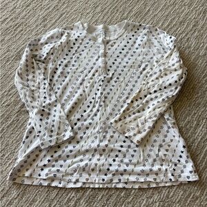Roller Rabbit/Peloton Cream Long Sleeve Buttoned Blouse